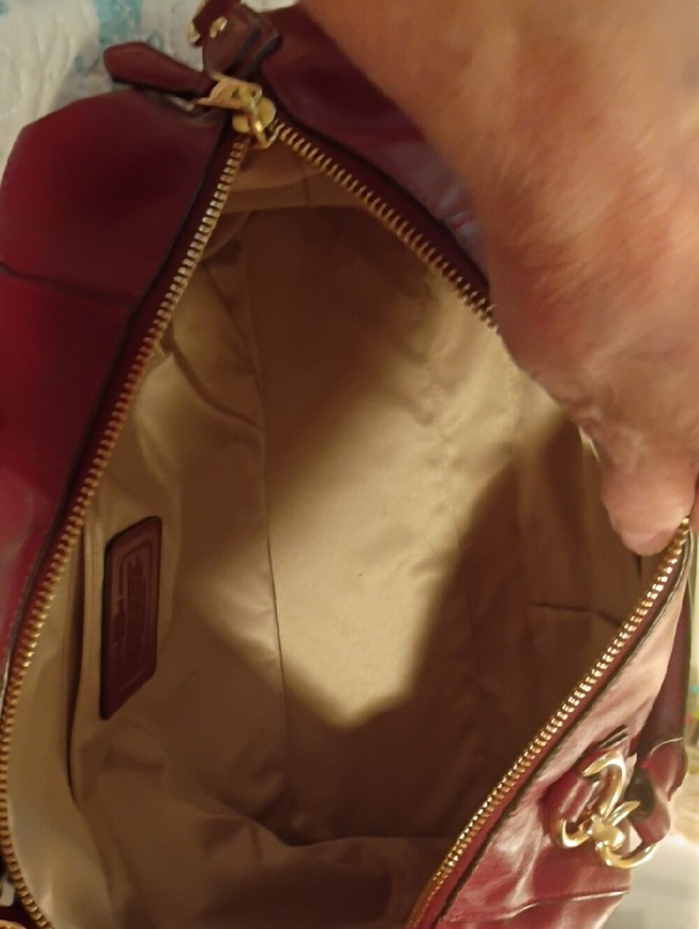 Coach Deep Red Leather Satchel with Gold Hardware - Picture 14 of 16